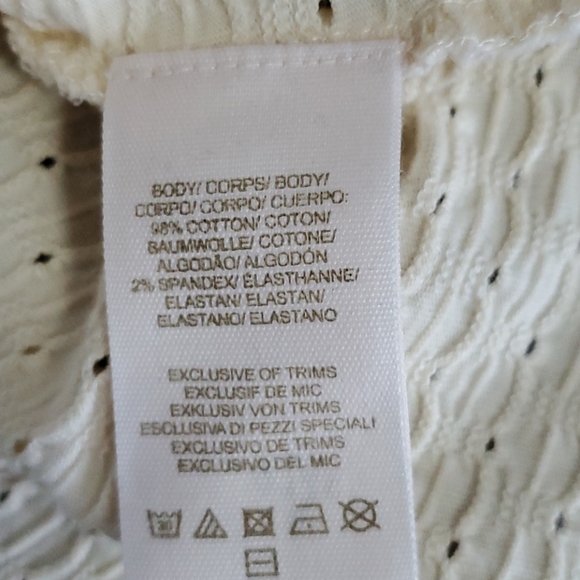 Free People Cream/Yellow Lace Embroidered Top, Size Medium - Picture 11 of 12